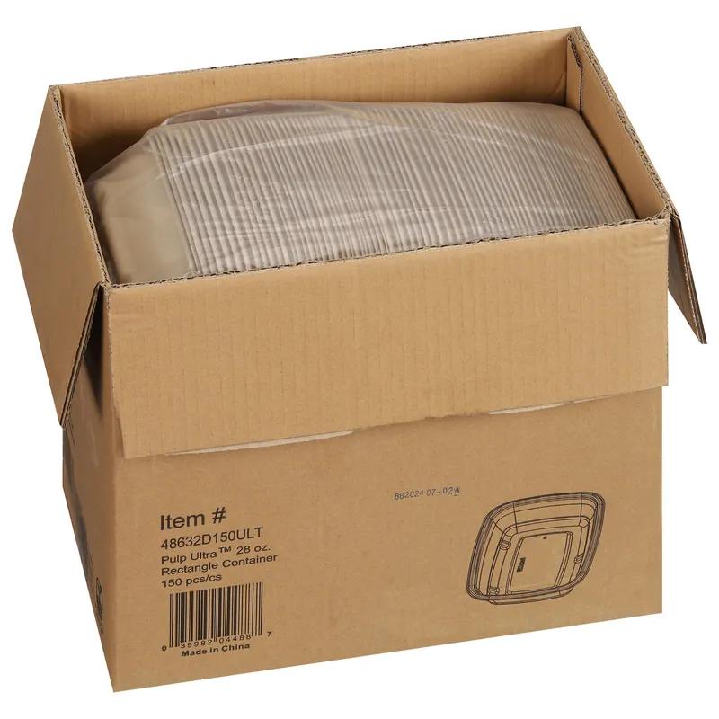 Take-Out Container Base 28 OZ 8.5X6.3X1.9 IN Pulp Fiber PLA Kraft Rectangle 150/Case