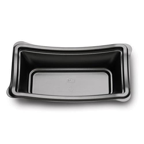 New Wave® Take-Out Container Base 8 IN PS Black Oblong Deep 600/Case
