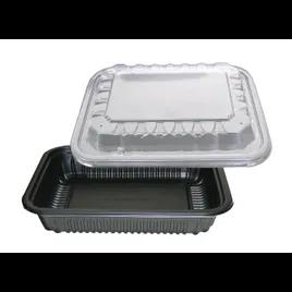 Take-Out Container Base & Lid Combo 24 OZ PP Black Clear Oblong Vented 100/Case