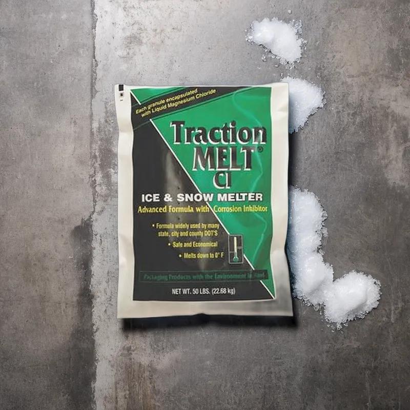 Traction Melt CI Ice Melt 50 LB Sodium Chloride Magnesium Chloride Bag 50/Pallet