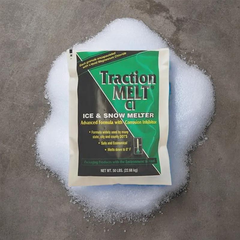 Traction Melt CI Ice Melt 50 LB Sodium Chloride Magnesium Chloride Bag 50/Pallet