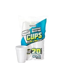 Dart® Cup Insulated 16 OZ EPS White 20 Count/Pack 12 Packs/Case 240 Count/Case
