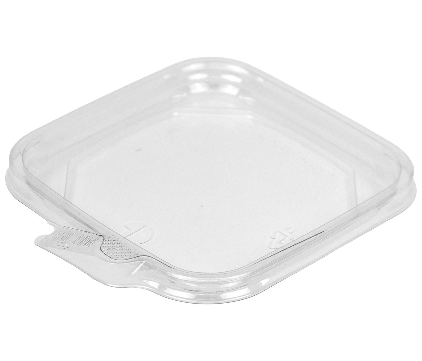 TamperSmart Lid Flat 4.62X4.99 IN PET Clear Square For Container 750/Case