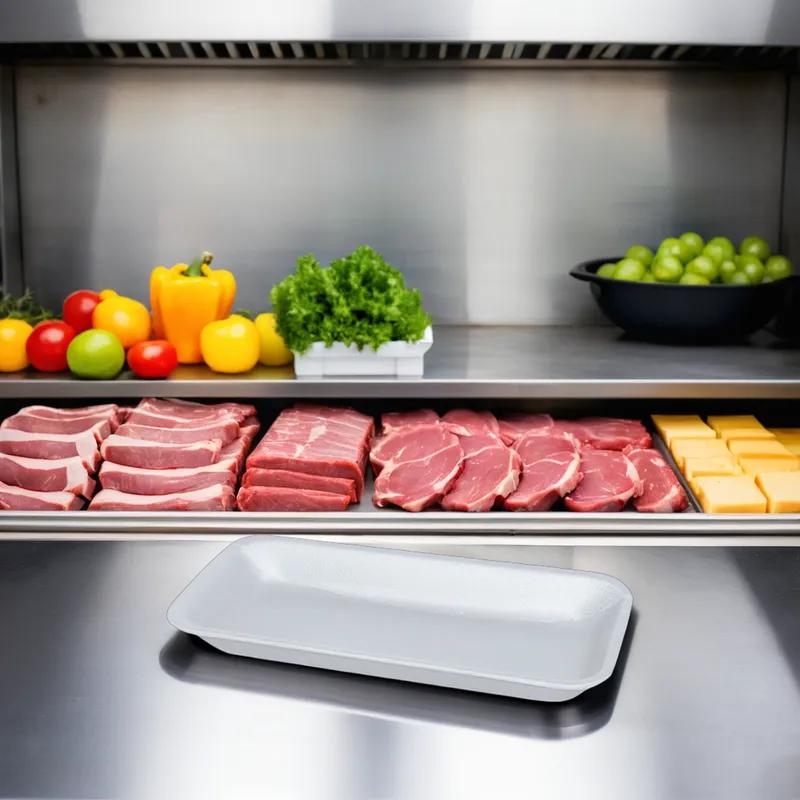 10P Meat Tray 5.5X10.75X1.18 IN Polystyrene Foam White Rectangle 500/Case