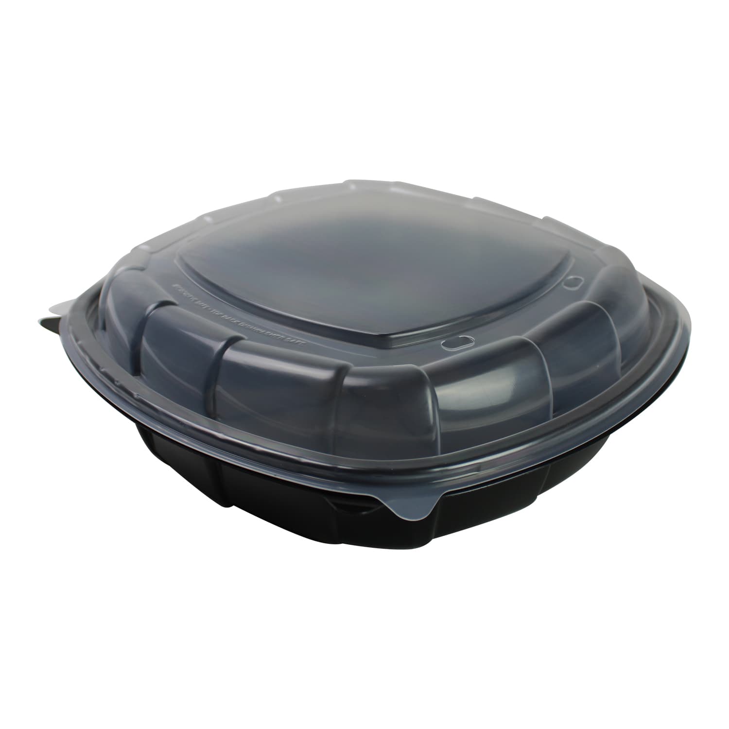 Take-Out Container Hinged With Dome Lid 10X10X2.5 IN PP Black Clear Square 148/Case
