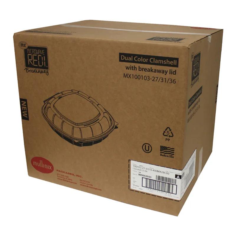 Take-Out Container Hinged With Dome Lid 10X10X2.5 IN PP Black Clear Square 148/Case