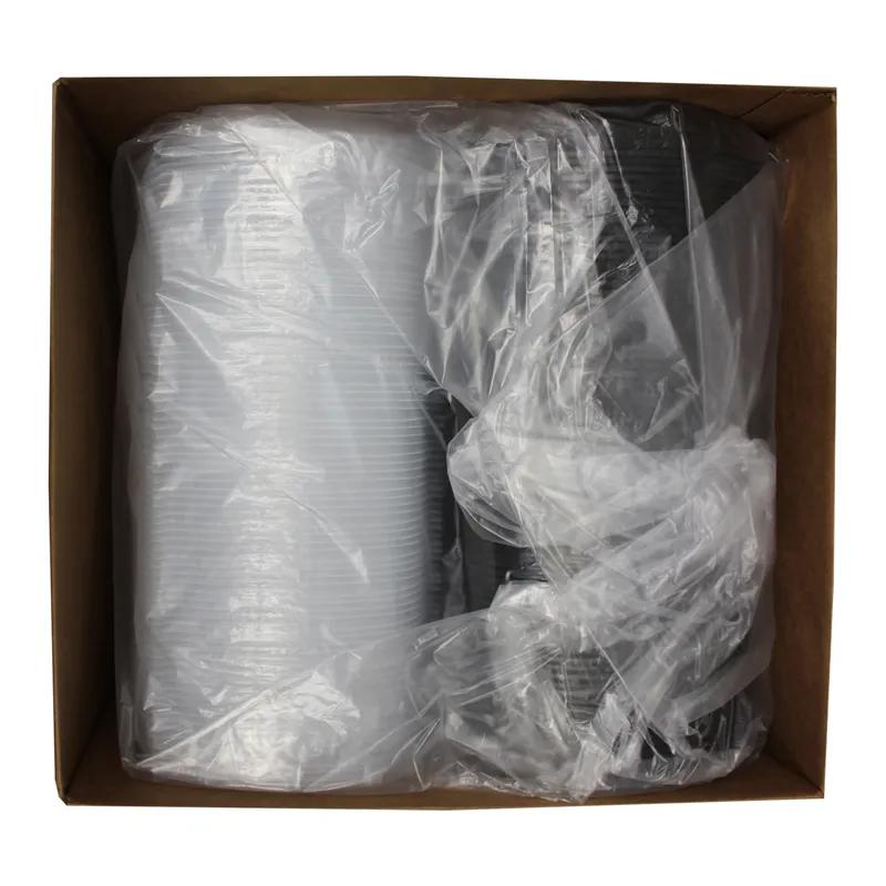 Take-Out Container Hinged With Dome Lid 10X10X2.5 IN PP Black Clear Square 148/Case