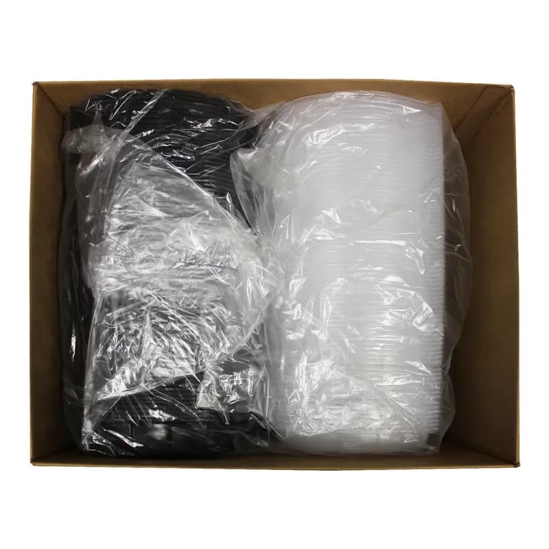 Take-Out Container Hinged With Dome Lid 10X10X2.34 IN PP Black Clear Square Deep 144/Case