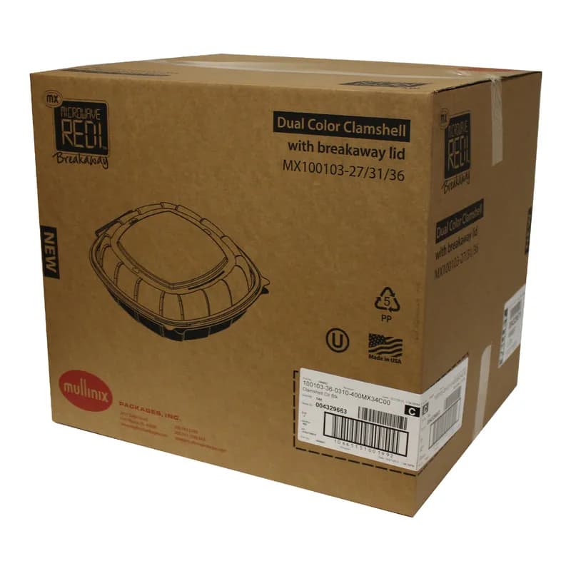 Take-Out Container Hinged With Dome Lid 10X10X2.34 IN PP Black Clear Square Deep 144/Case