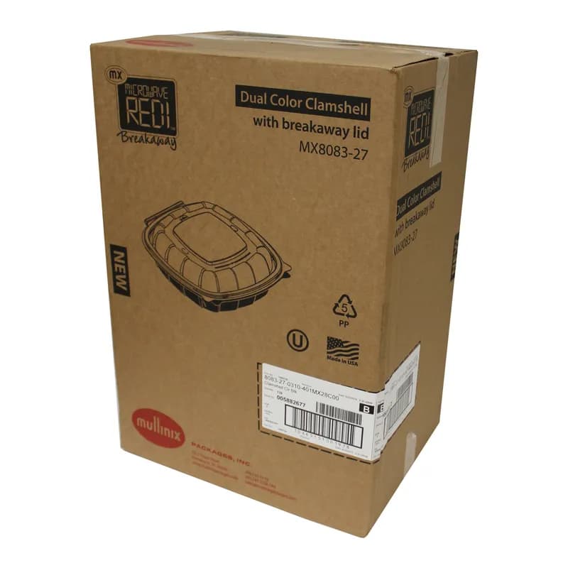 Take-Out Container Hinged With Dome Lid 8X8X2.5 IN PP Black Clear Square 138/Case