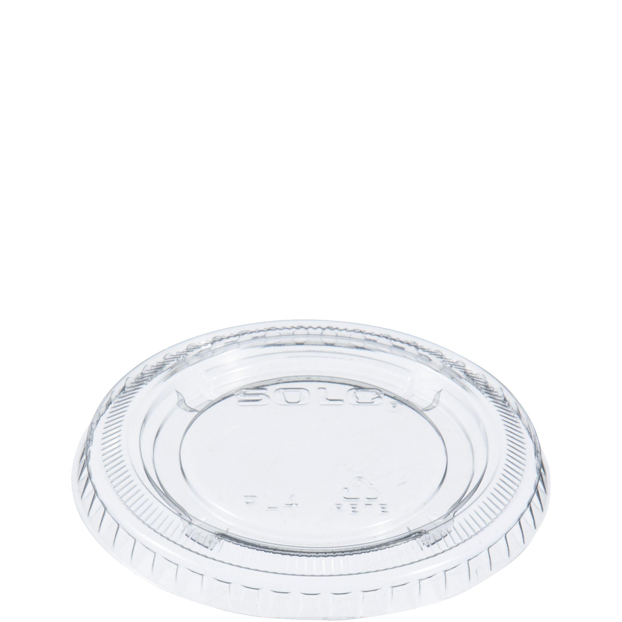 Solo® Lid Flat Large (LG) 3.1 IN PET Clear Round For 3-7 OZ Cold Souffle & Portion Cup 125 Count/Pack 20 Packs/Case
