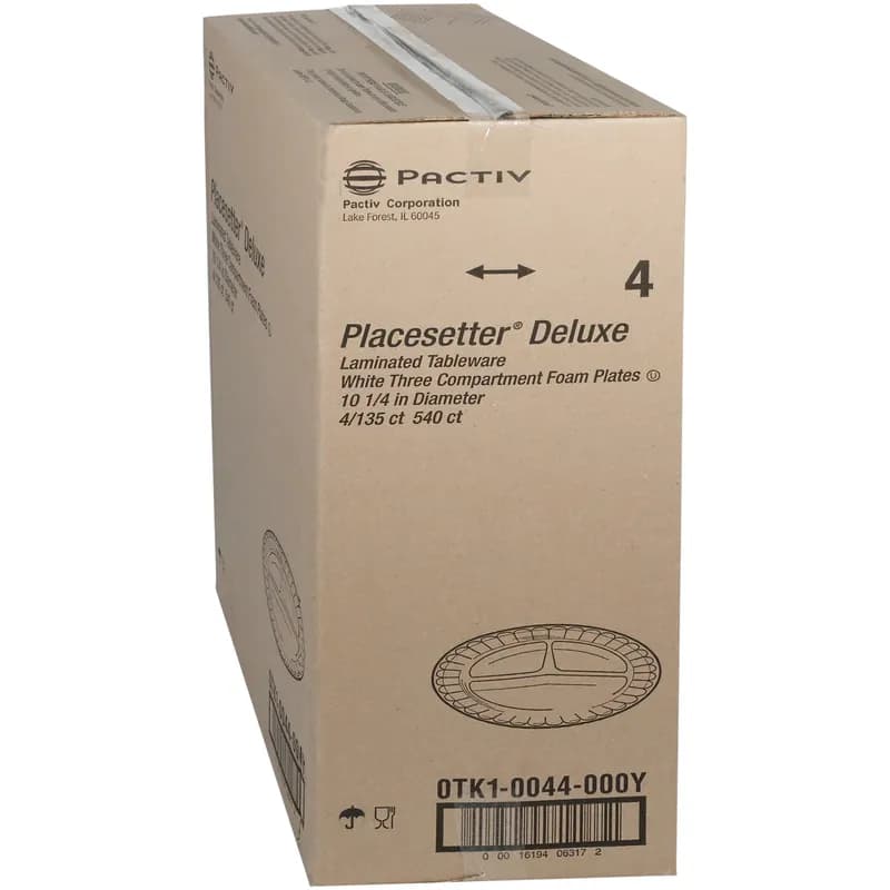 Plate 10.3X1 IN 3 Compartment Polystyrene Foam White 540/Case