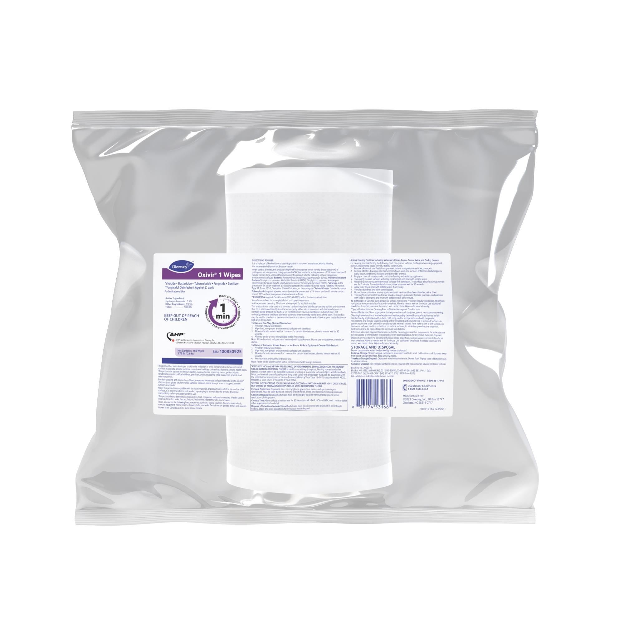 Oxivir® 1 One-Step Disinfectant Multi Surface Wipe AHP® Refill 160 Count/Pack 4 Packs/Case