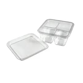 Deli Container Base & Lid Combo With Flat Lid 4 Compartment PET Clear 200/Case
