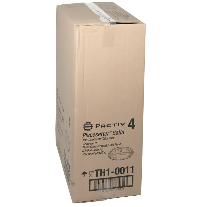 Plate 8.9X0.8 IN 3 Compartment Polystyrene Foam White Round 500/Case