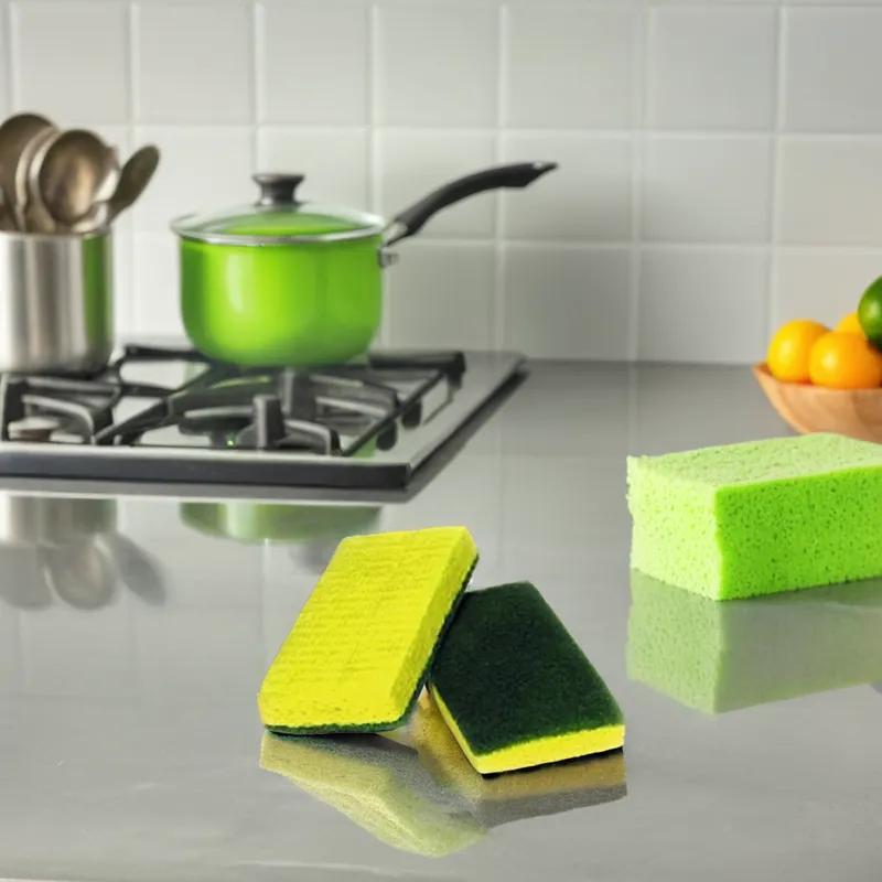 Victoria Bay Scrub Sponge 6.25X3.5 IN Medium Duty Cellulose Green 1/Case