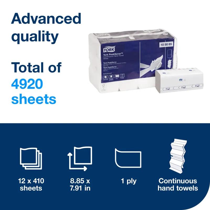 Tork PeakServe Continuous™ Folded Paper Towel H5 8.85X7.91 IN 3.15X7.91 IN White Embossed 410 Sheets/Pack 12 Packs/Case
