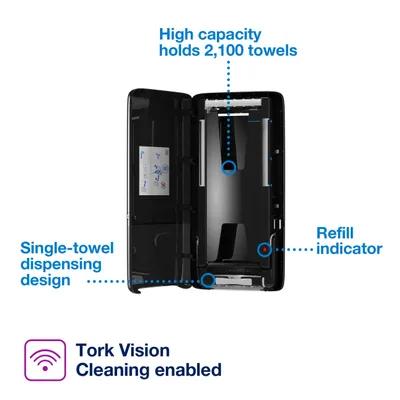 Tork PeakServe Continuous™ H5 Paper Towel Dispenser 3.98X14.57X28.74 IN Plastic Wall Mount Black Folded Towel 1/Each
