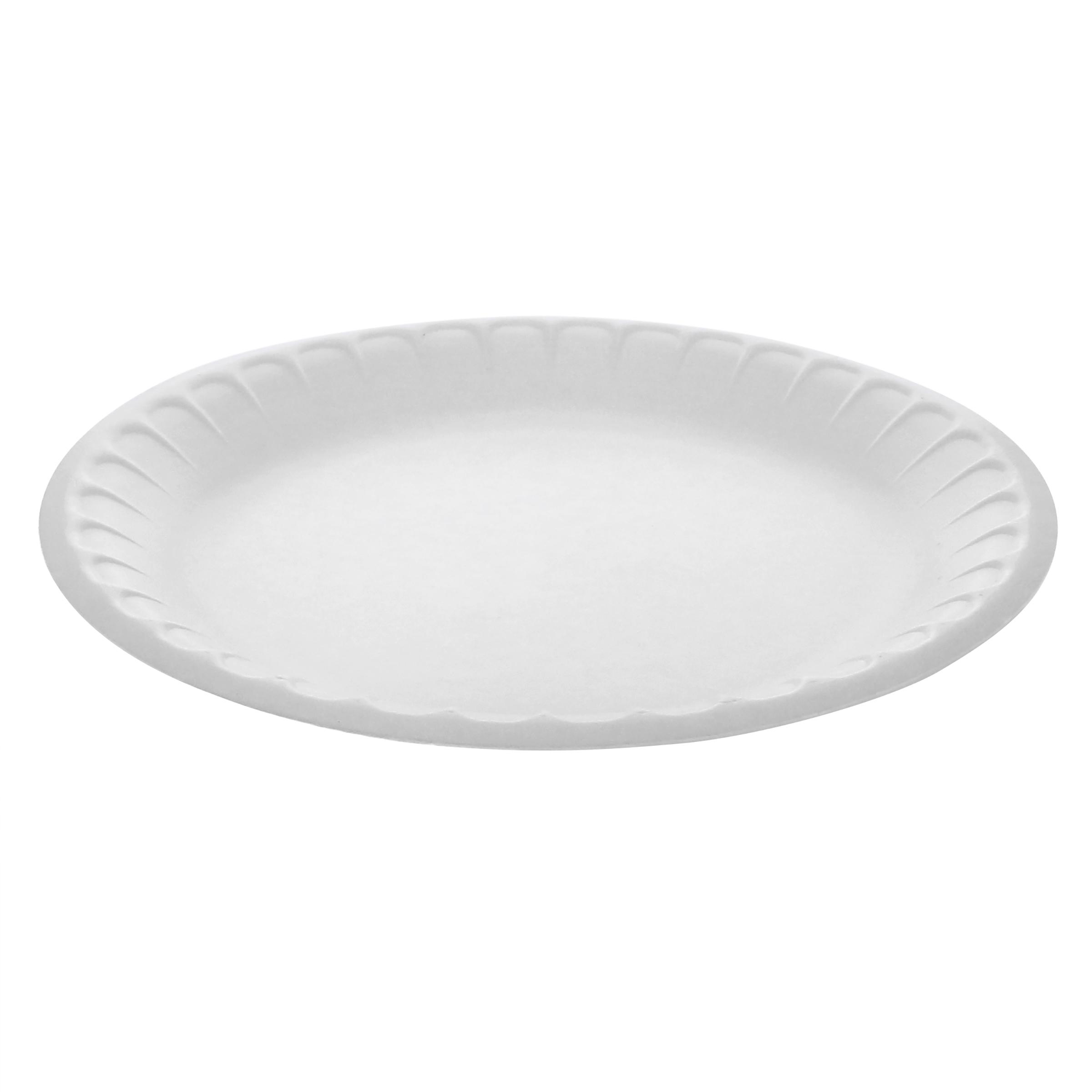 Plate 8.9X0.8 IN Polystyrene Foam White Round 500/Case