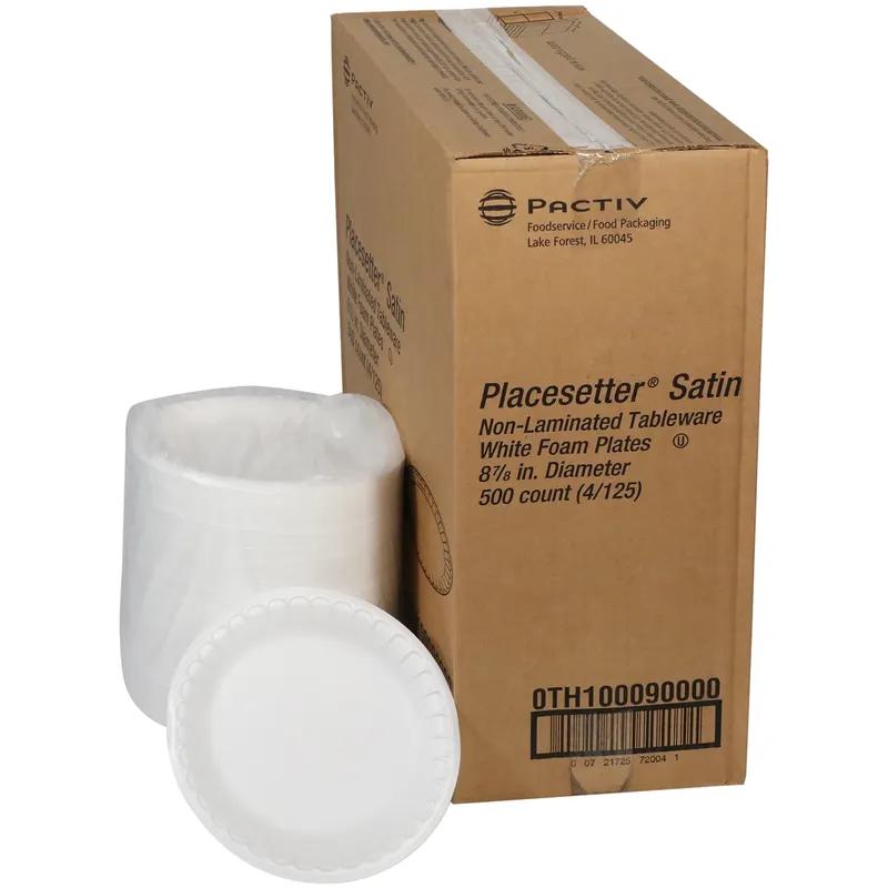 Plate 8.9X0.8 IN Polystyrene Foam White Round 500/Case