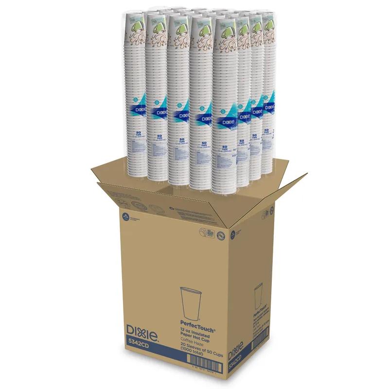 Dixie® Perfect Touch Hot Cup Insulated 12 OZ Double Wall Poly-Coated Paper Multicolor Coffee Haze 1000/Case