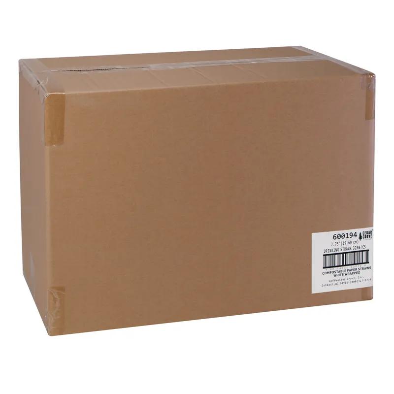 Straw 7.75 IN Paper White Paper Wrapped 3200/Case