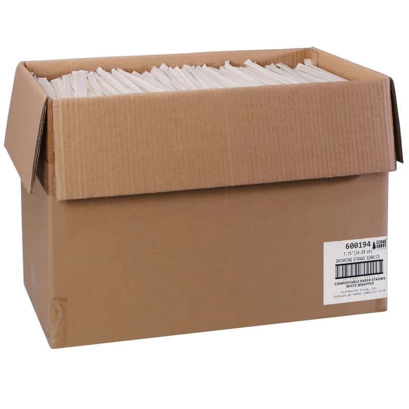 Straw 7.75 IN Paper White Paper Wrapped 3200/Case