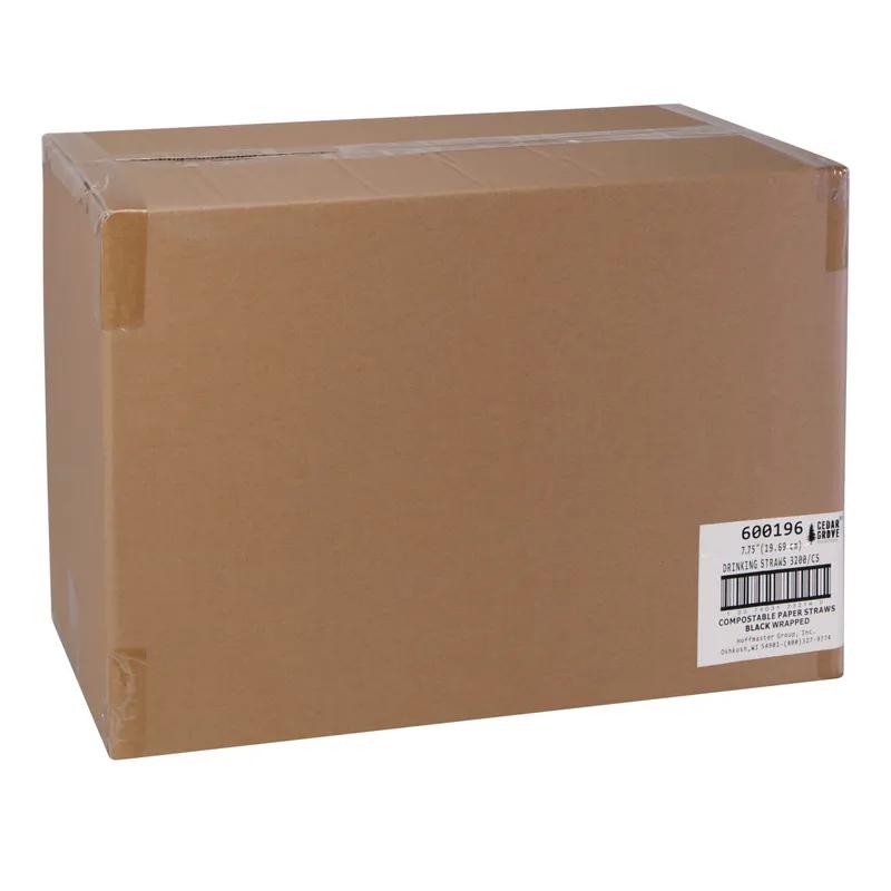 Jumbo Straw 0.23X7.75 IN Paper Black Wrapped 3200/Case