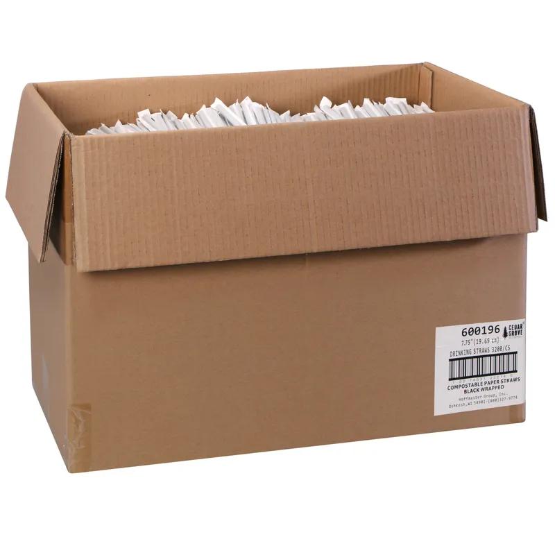 Jumbo Straw 0.23X7.75 IN Paper Black Wrapped 3200/Case