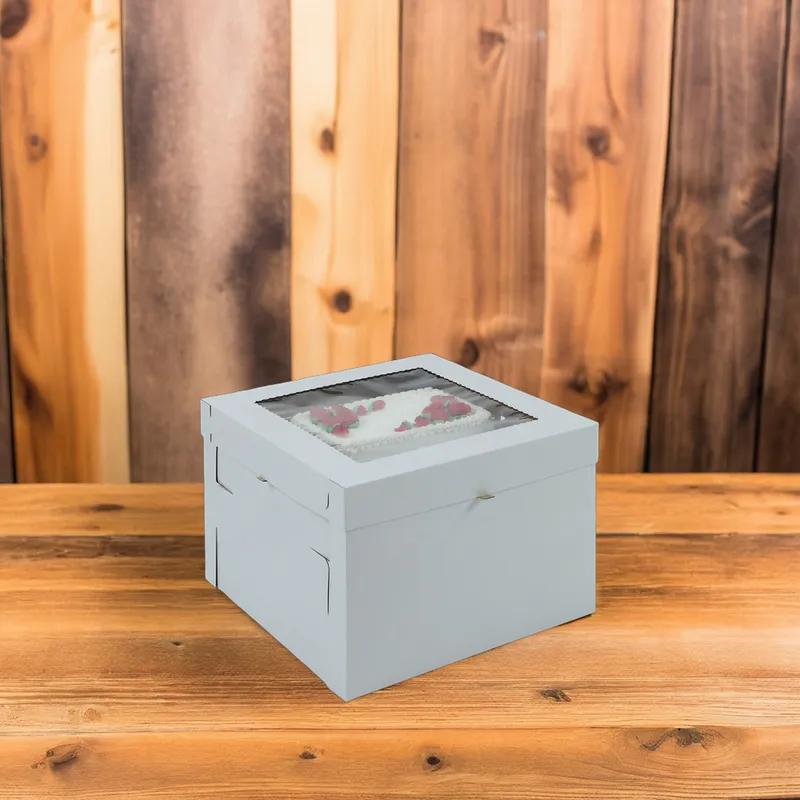 Cake Box 10X10X8 IN Paper White Kraft Square Fluted 25/Case