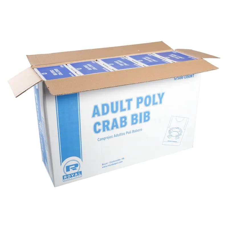 Adult Crab Bib PP 500 Count/Pack 5 Packs/Case 2500 Count/Case