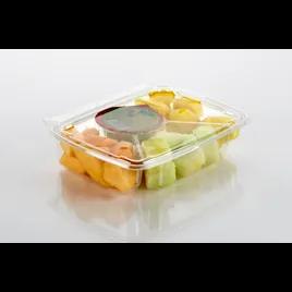 Fresh N' Sealed® Deli Container Hinged With Flat Lid 24 OZ 4 Compartment PET Clear Rectangle Shallow 150/Case