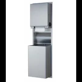 Paper Towel Dispenser & Waste Receptacle Stainless Steel Recessed Mounted Satin Manual Classic Convertible 1/Each