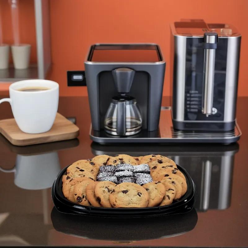 Fresh 'n Clear® Serving Tray Base 12.5X12.5X2.03 IN 5 Compartment PET Black Square 50/Case