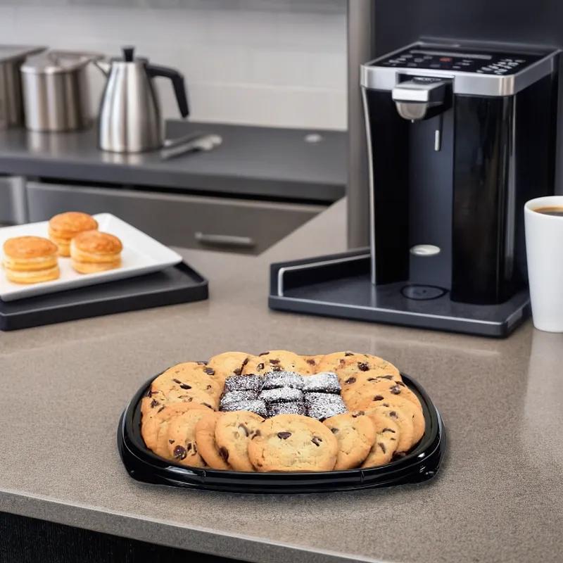 Fresh 'n Clear® Serving Tray Base 12.5X12.5X2.03 IN 5 Compartment PET Black Square 50/Case