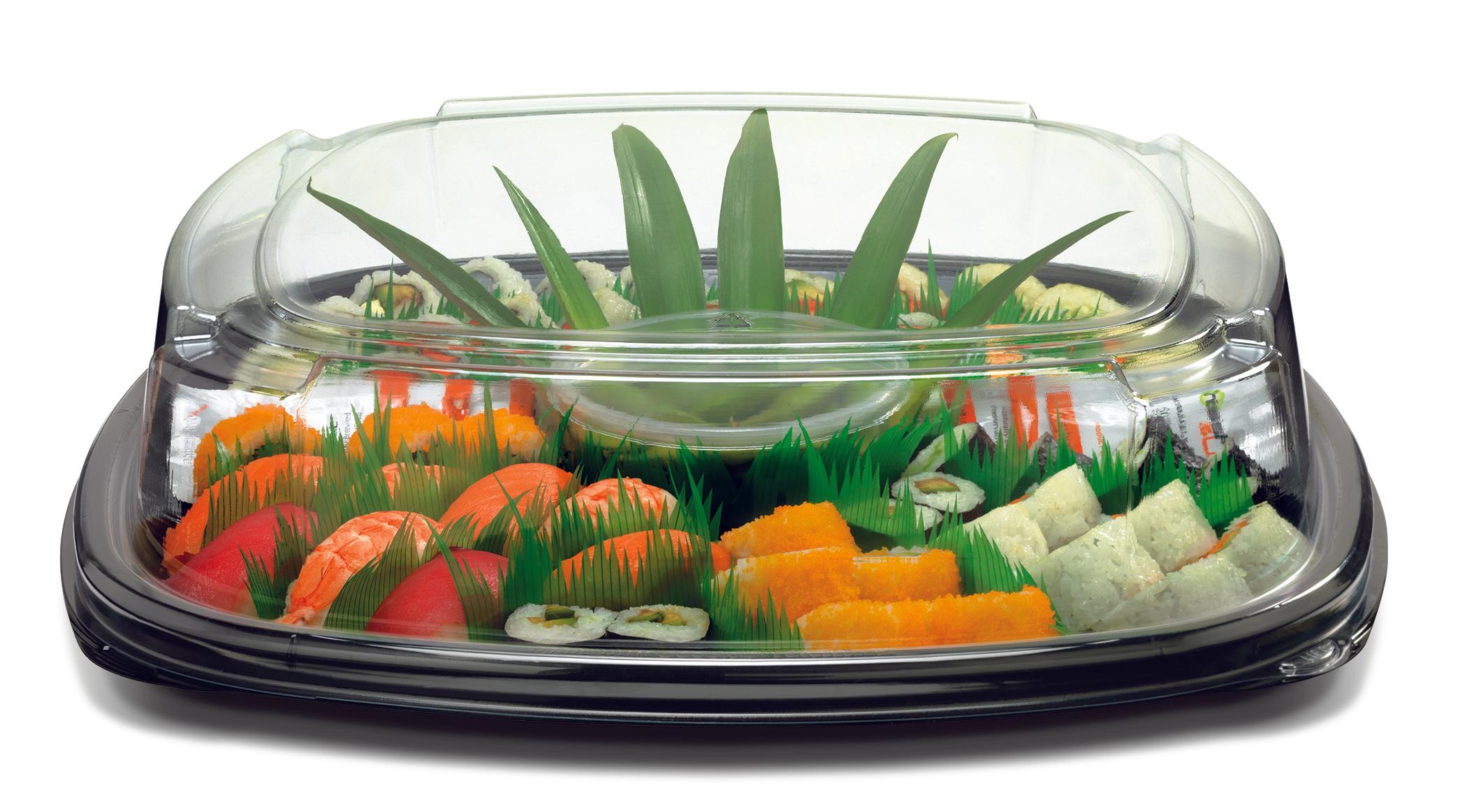 Serving Tray Base & Lid Combo 16X16 IN PET Black Square 25/Case