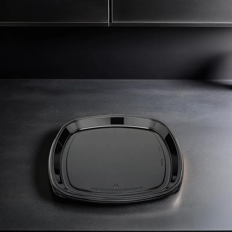 Fresh 'n Clear® Serving Tray 18X18X1.28 IN PET Black Square 25/Case