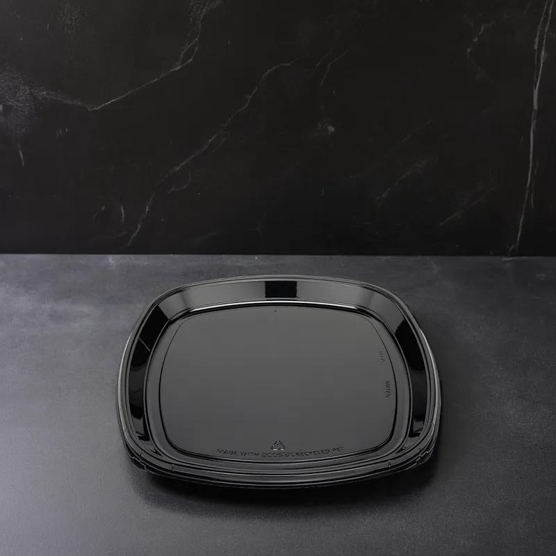 Fresh 'n Clear® Serving Tray 18X18X1.28 IN PET Black Square 25/Case