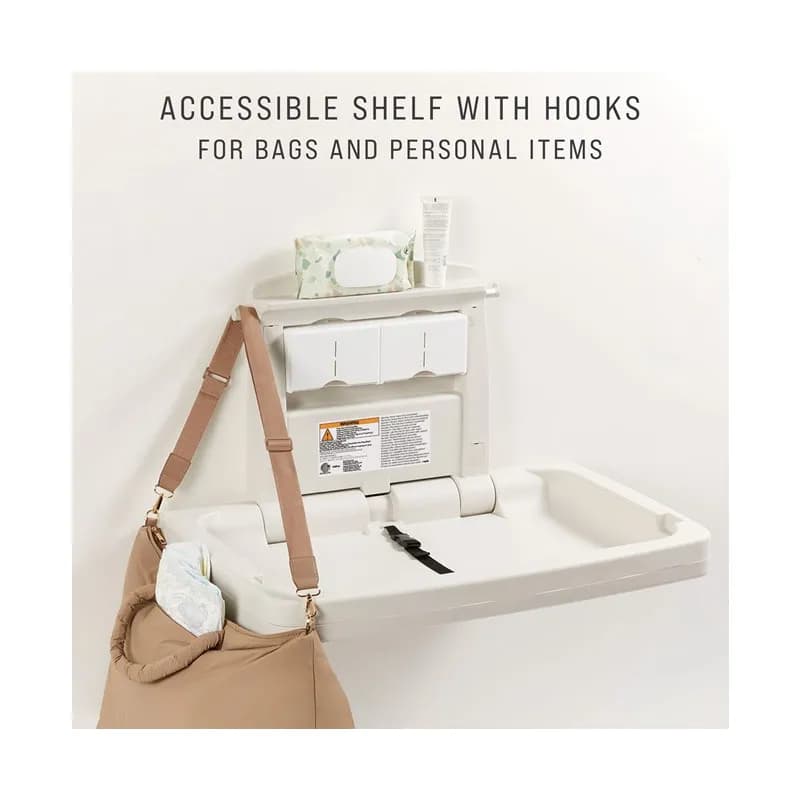 Baby Changing Station 33.25X21.50X4.00 IN White Plastic Horizontal Hygienic Ergonomic 1/Each