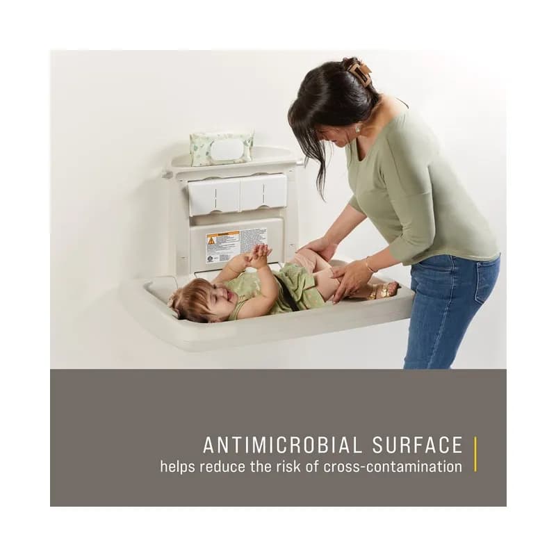 Baby Changing Station 33.25X21.50X4.00 IN White Plastic Horizontal Hygienic Ergonomic 1/Each