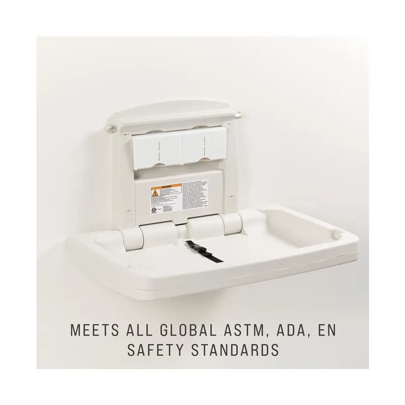 Baby Changing Station 33.25X21.50X4.00 IN White Plastic Horizontal Hygienic Ergonomic 1/Each