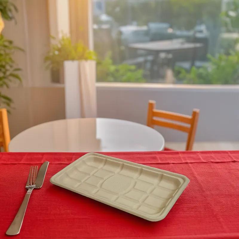 10S Tray 10.75X5.75X0.8 IN 1 Compartment Pulp Fiber Kraft Rectangle 500/Case