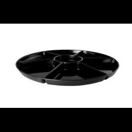 Platter Pleasers Serving Tray Base 16 IN 7 Compartment Plastic Black Round 12/Case