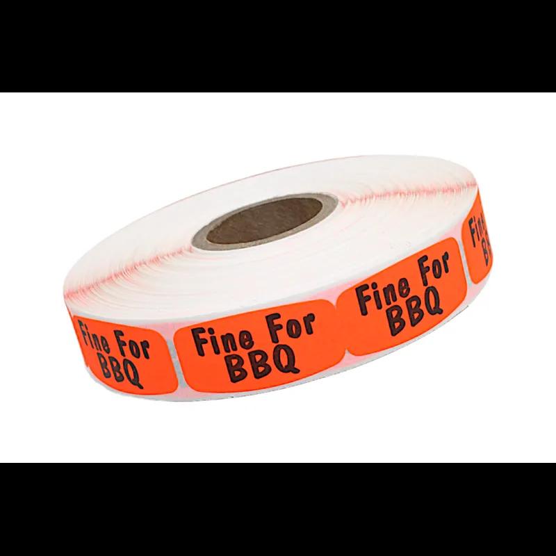Fine For BBQ Label Black Fluorescent Red Short Oval Dayglo 1000 Count/Roll 50 Rolls/Case 50000 Count/Case