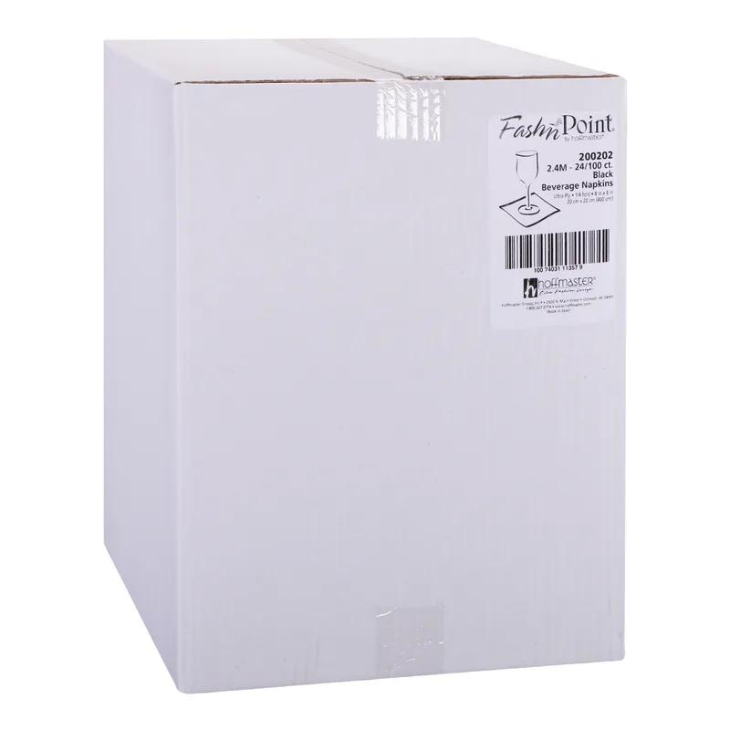FashNpoint® Cocktail Napkin 8X8 IN Black Ultra PLY 1/4 Fold 2400/Case