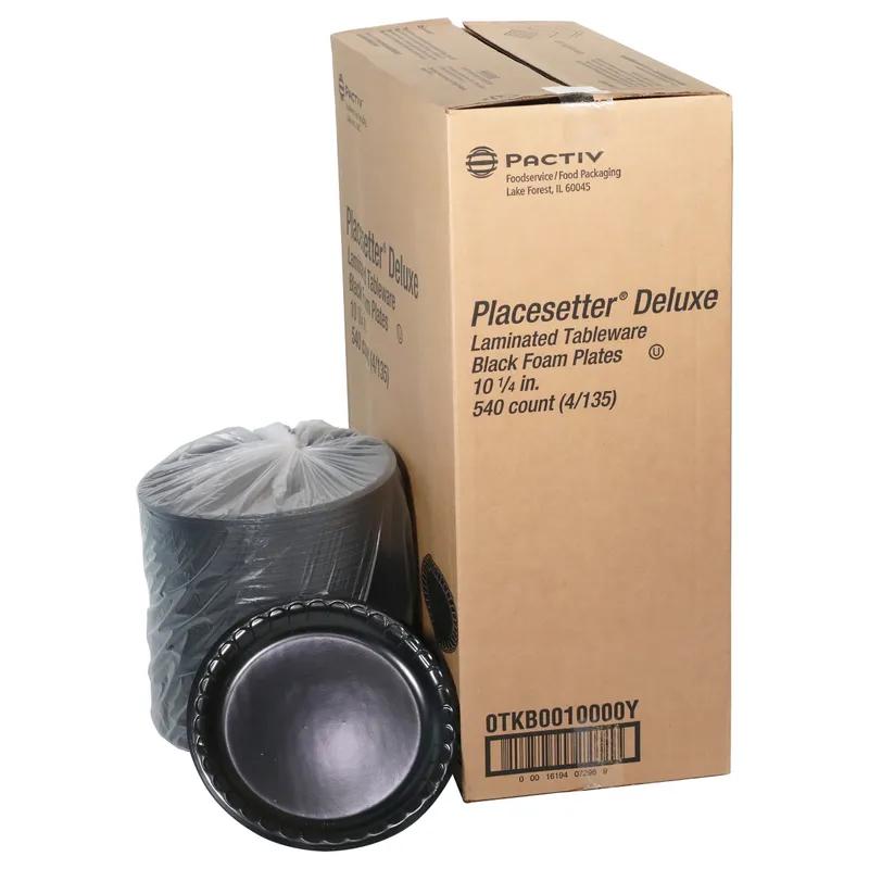 Plate 10.3X1 IN Polystyrene Foam Black Round Laminated 540/Case