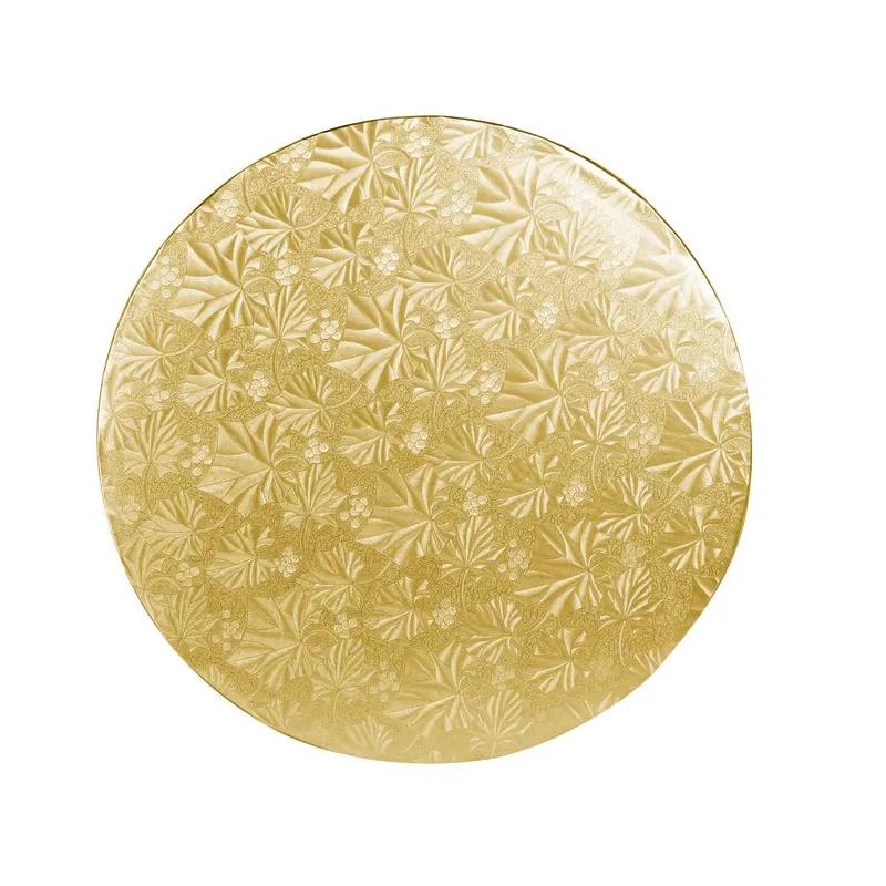 Cake Board 12 IN Corrugated Cardboard Gold Round Grease Resistant 12/Case