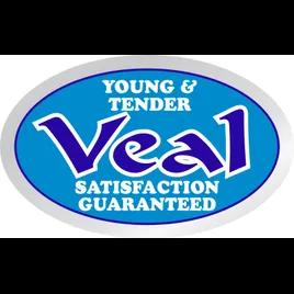 Young & Tender Veal Meat Label 1.25X2 IN Silver Blue White Oval Foil 500 Count/Roll 20 Rolls/Case 10000 Count/Case