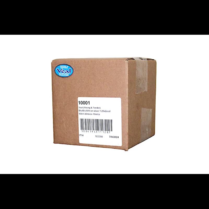 Veal Label 1.25X2 IN Blue Oval Foil-Lined Paper 500/Roll