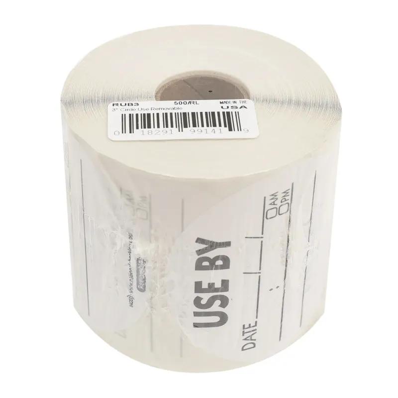 Use By Label 3 IN Round Removable 500/Roll